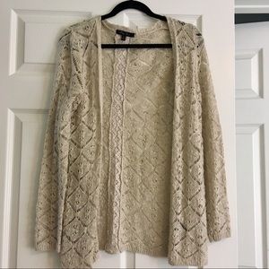 Lace knit beige cardigan